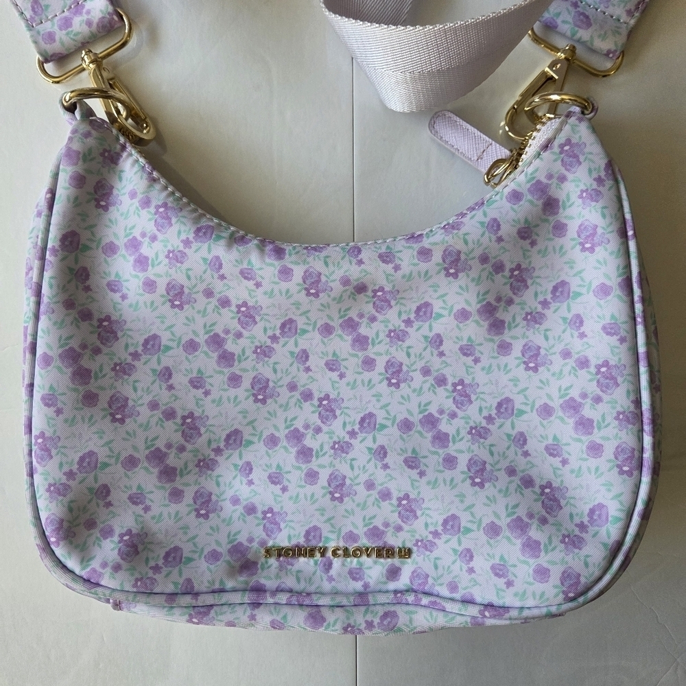 Stoney Clover Lane Purple Floral Curved Shoulder Bag